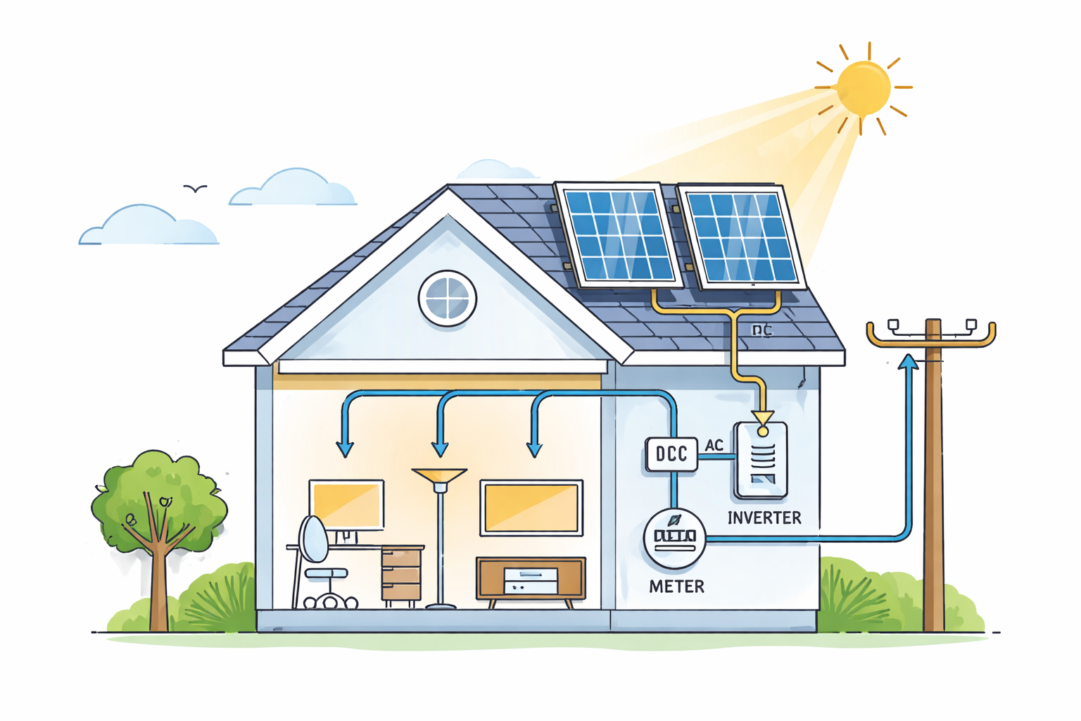 Home solar power system diagram